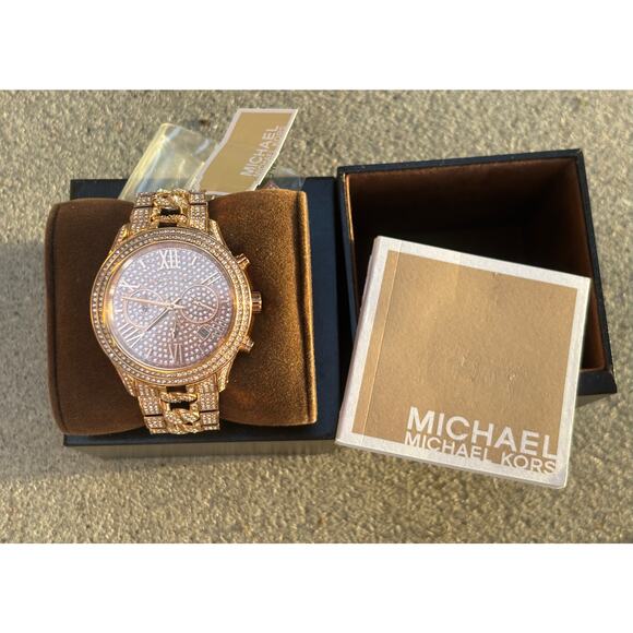 Michael Kors Watch MK5900 Oversized Rose Gold Pave Face and Band New NWT $550 - Picture 4 of 11